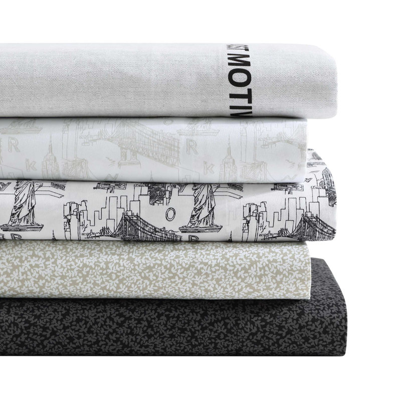 Ensemble de draps Kenneth Cole Chill, Ensemble de draps pour lit double + 2 taies d'orei, Gris