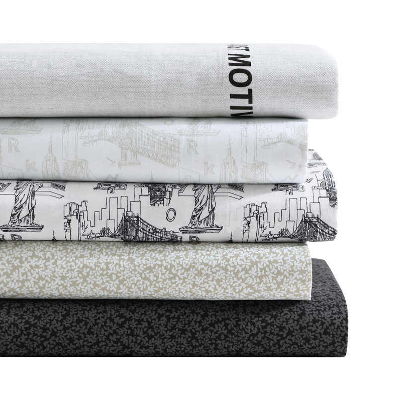 Kenneth Cole Chill Bonus Sheet Set, Twin Sheet Set with 2 Standard Pillowcases, Charcoal Floral