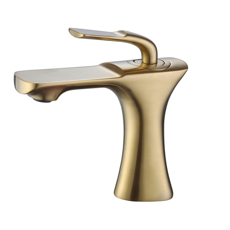 Robinet de salle de bain sculpté à poignée simple Aurelia, Doré
