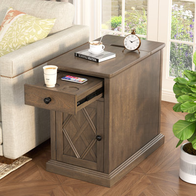 Classic Charging Livingroom End Table with USB Ports, Storage, and Elegant Design for Modern Convenience