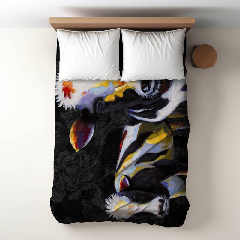 Polyester Sateen Duvet Cover, Twin Duvet, White Two Funny Cows Victorian