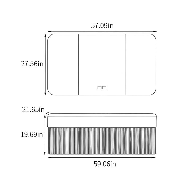 Light luxury simple exquisite bathroom cabinet, 19.69" H x 59.06" W x 21.65" D, Off White
