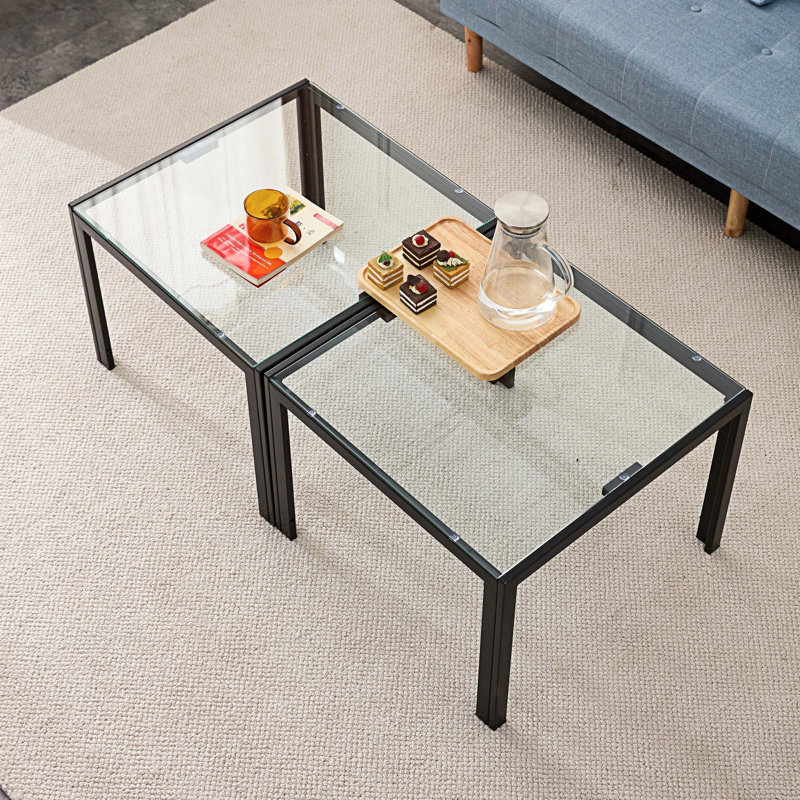 Ensemble de tables gigognes 4 pieds Jarvion, Transparent