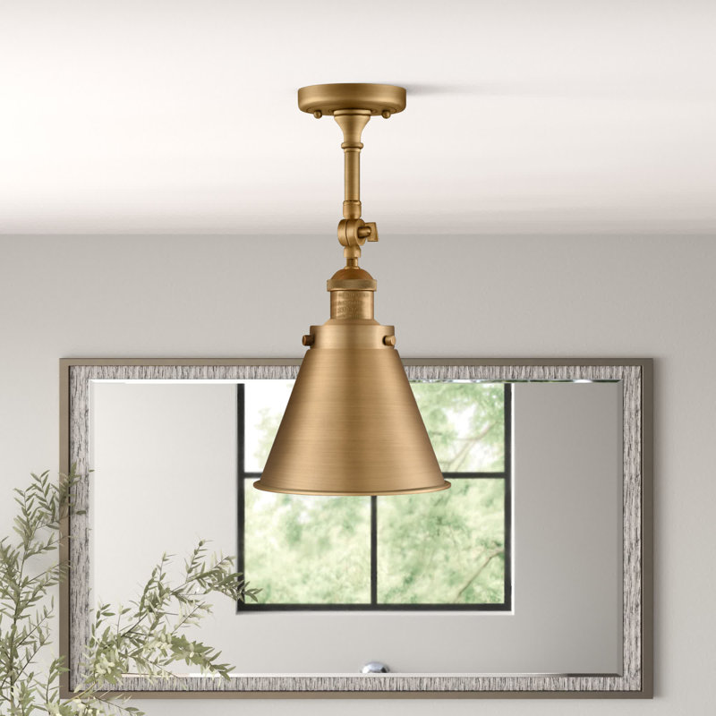 Donovan Semi Flush Mount, No Bulb Included, Brushed Brass