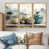 Toile avec cadre flottant or