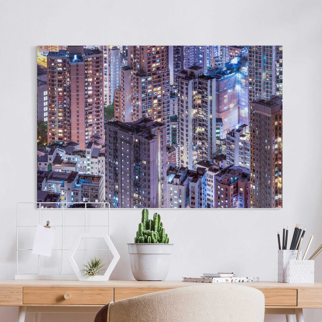 Leinwandbild Hongkong Lichtermeer