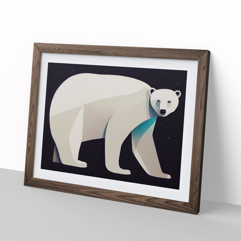 Dashing Polar Bear - Framed Print, Walnut Framed, 46cm H x 64cm W x 2cm D