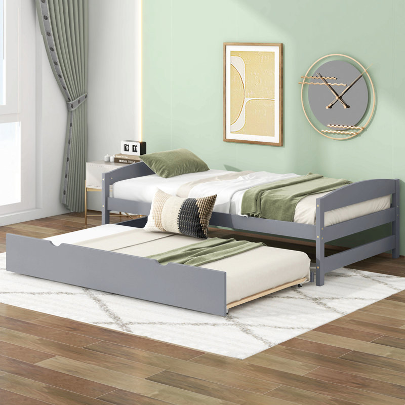 Bed with Trundle, Gray