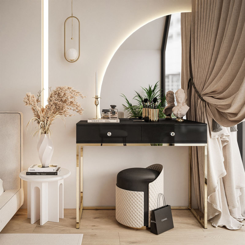 Dardenella Dressing Table with Mirror, Black