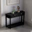 Console de hall d'entrée en bois de manguier massif avec finition sablée noire-1590498256