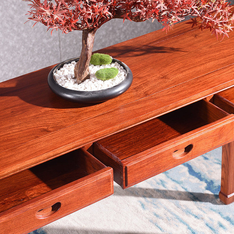 Retro Solid Pterocarpus Console Table, 31.5" H x 46.5" W x 15" D