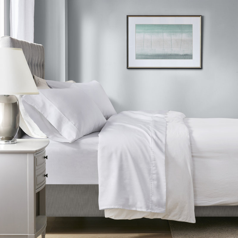 1000 Thread Count HeiQ Smart Temperature Anti-Microbial Cotton Blend 4 Piece Sheet Set, White