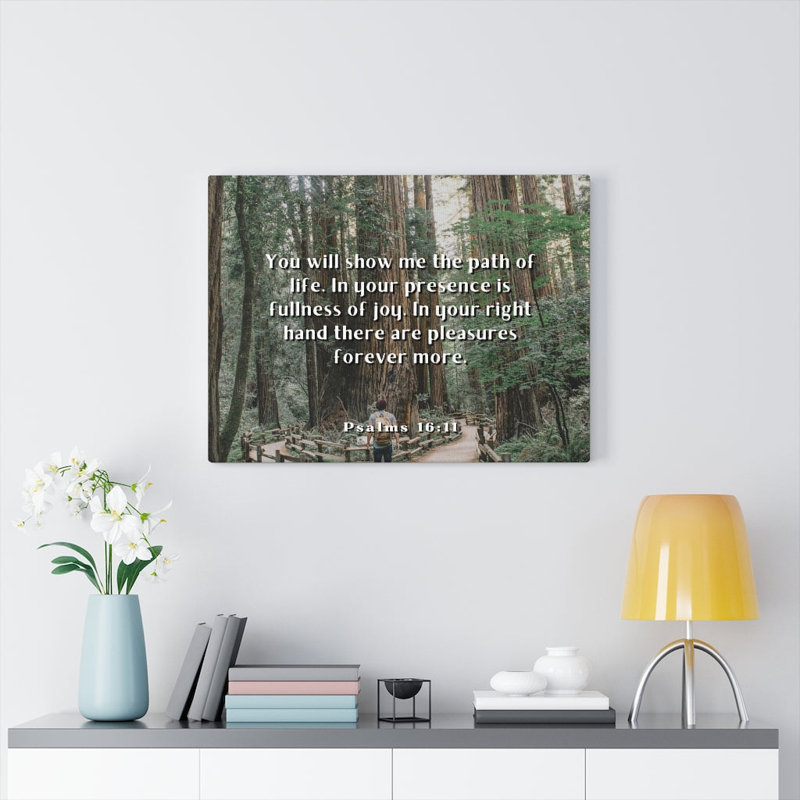 Path of Life Psalms 16:11 1 Piece Wrapped Canvas Wall Art, 28cm H x 36cm W