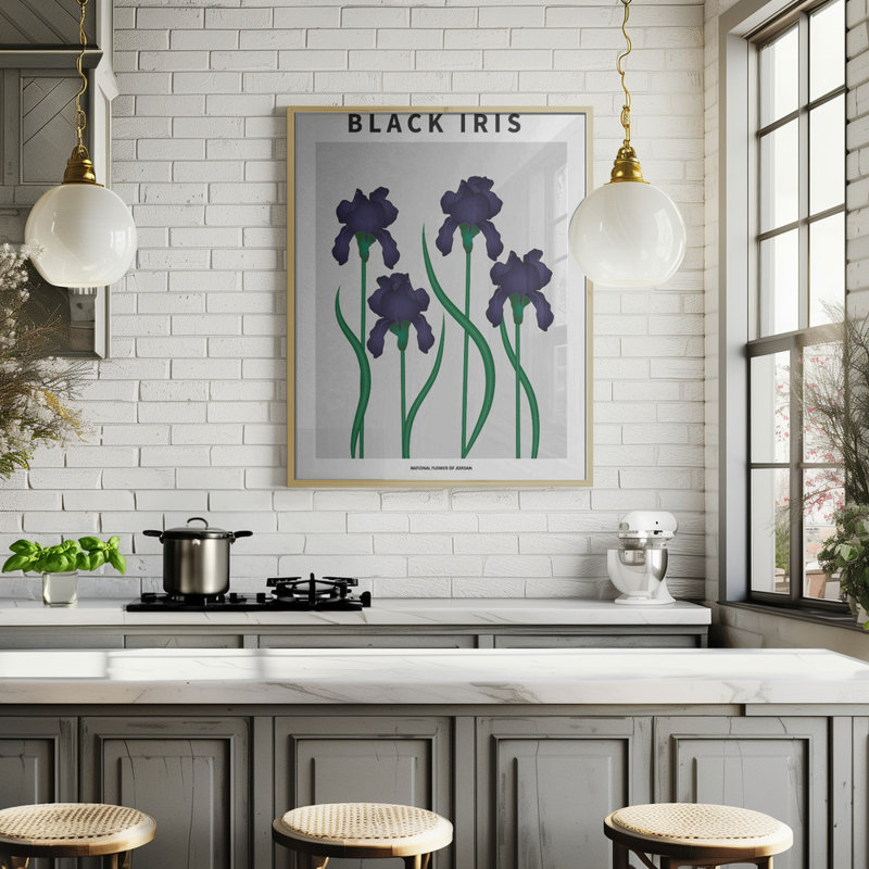 "Black Iris", art mural texturé encadré, Noir, H 14 po x l 10 po