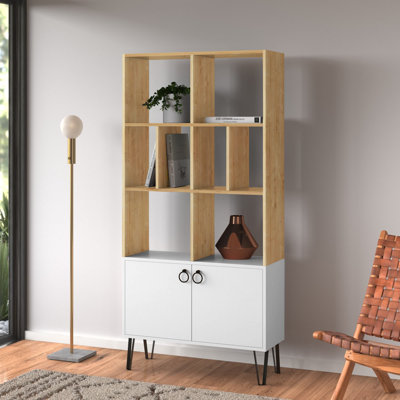 Rek Freestanding Bookcase with 8 Compartments and 2 Cabinets