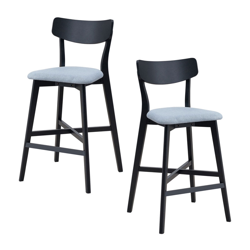 Ensemble de chaises de bar 2 pièces, structure en bois d'hévéa massif, revêtement en polyester, hauteur de comptoir 41,54 po, pour îlot de cuisine, assemblage facile