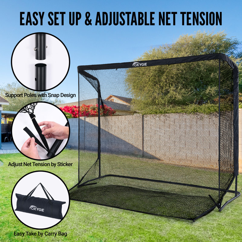 OXYGIE 10 x 7.5 ft Golf Practise Net with Target Cloth Heavy Duty Driving Golf Hitting Net