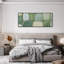 Très grand imprimé abstrait géométrique mural - blocs de couleurs verts, œuvre d'art contemporaine pour le salon ou la chambre à coucher, assemblage de cadre requis-117800311