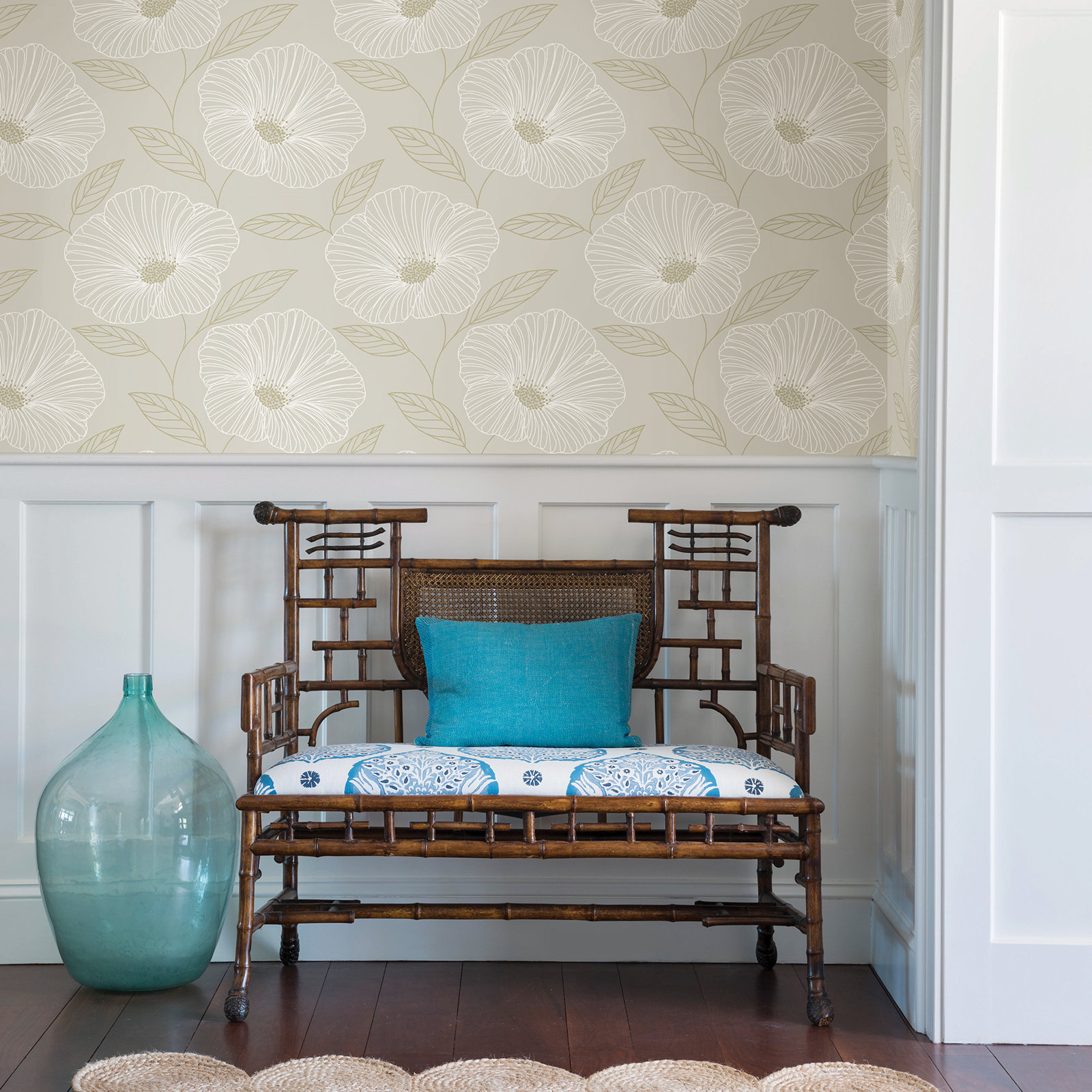 Mistral Mythic Floral Wallpaper Sample, Dove