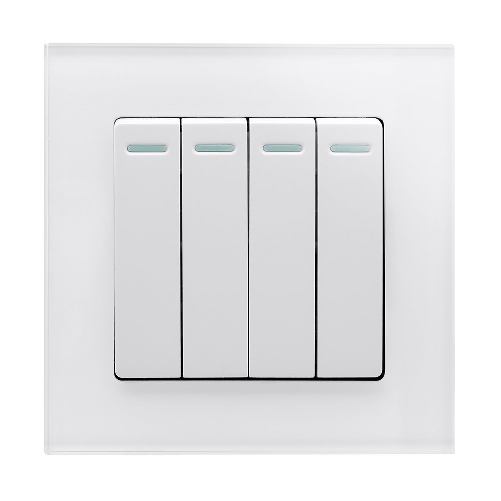 Crystal PG 4 Gang Rocker Light Switch White