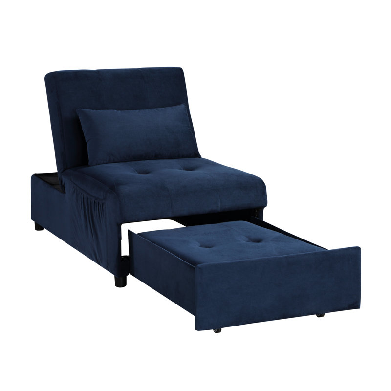 Banc en bois massif de velours bleu foncé avec espace de couchage coulissant - plateau relevable réglable et lit de rangement rembourré Cozy Sitting