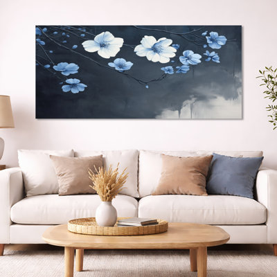 Toile florale de minuit, art mural fleur de cerisier bleu, Immanuel