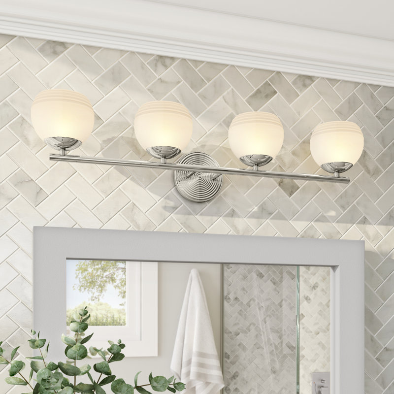 Éclairage de salle de bain à intensité variable 4 lumières Vernon, Nickel poli