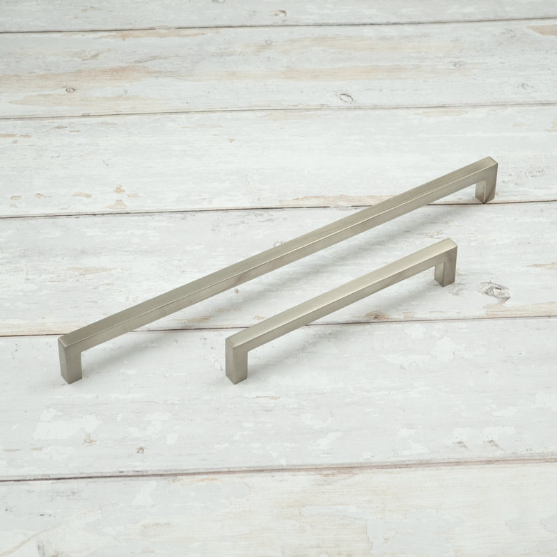 Satin Nickel Slim Square D-Bar Handles, 320mm