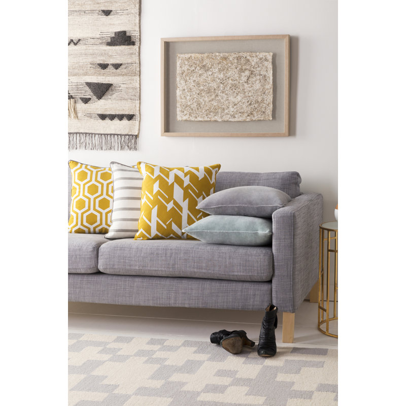 Inga Geometric Yellow and White Cotton Throw Pillow
