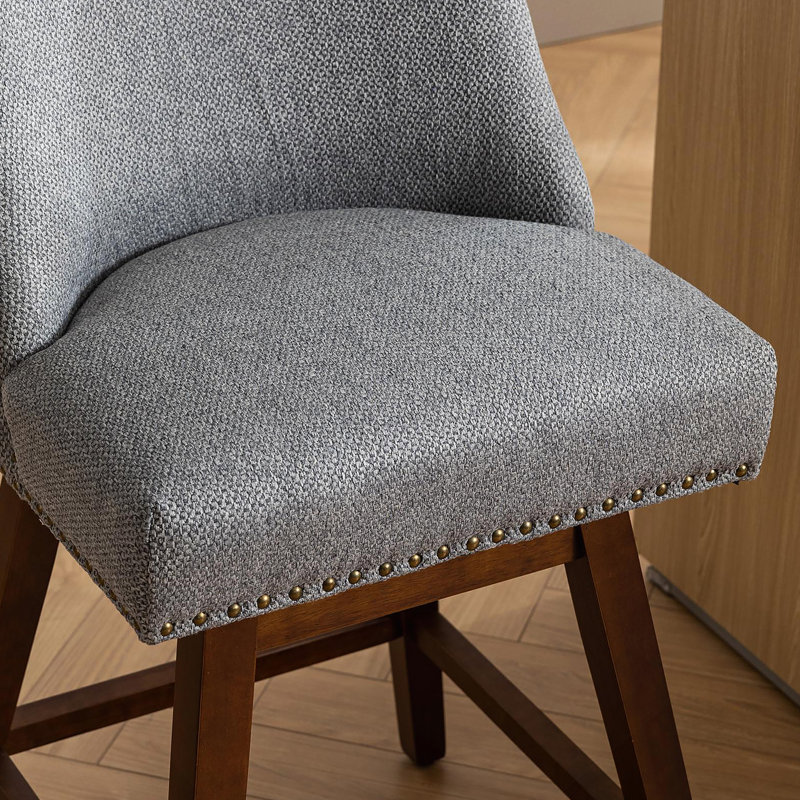Tabouret de bar pivotant à hauteur de comptoir, siège de 26 po de hauteur, ensemble de 2, tissu gris, Gris