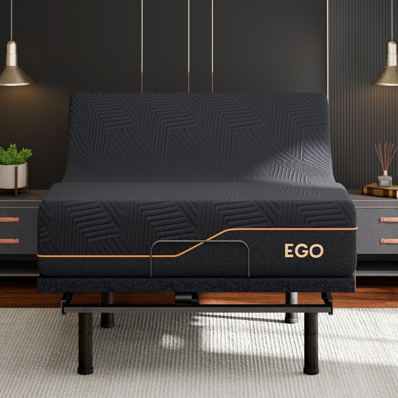 EGOHOME 15” Massaging Zero Gravity Adjustable Bed with 14" Memory Foam Mattress, Queen