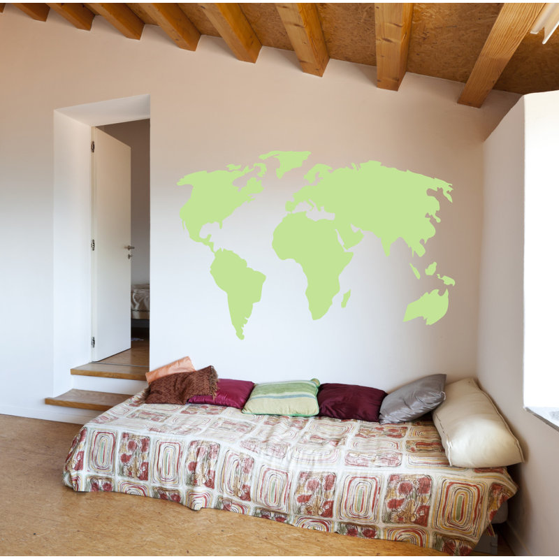 Décalcomanie murale carte du monde, H 22 po x l 32 po x P 0,01 po, Tarte à la lime