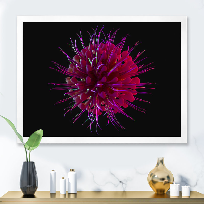 Impression sur toile mauve à motif floral cosmique, H 12 po x l 20 po x P 1,5 po, Cadre photo blanc