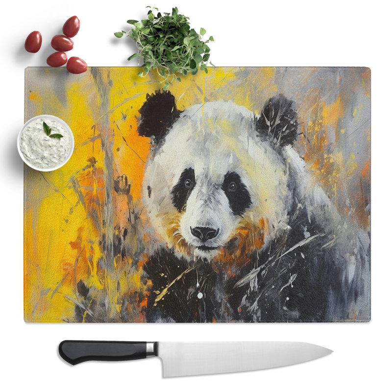 Panda Gestural  Glass Chopping Board