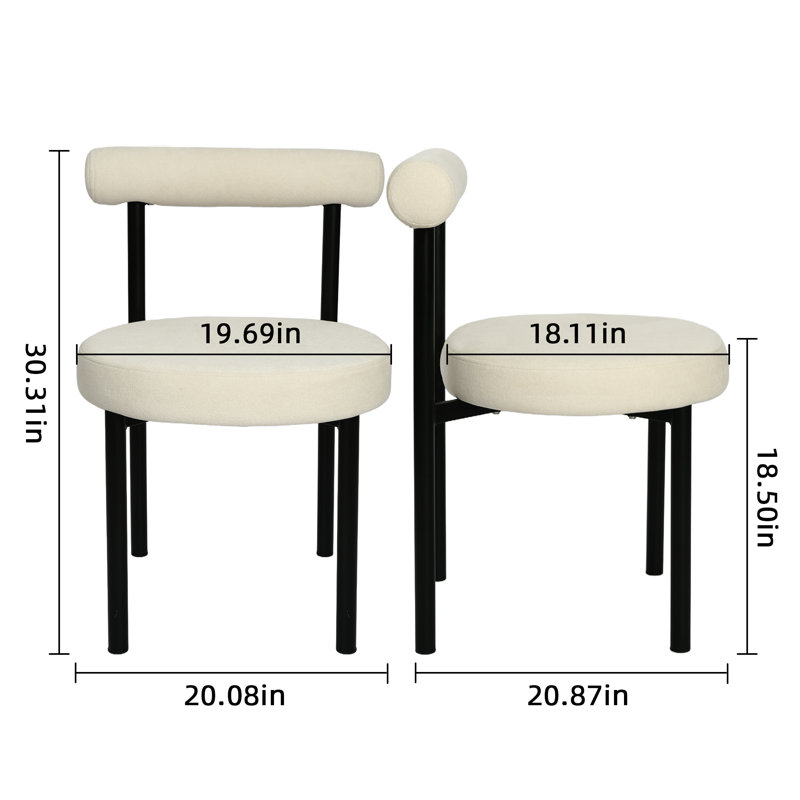 Chaises de salle à manger rondes rembourrées Ivy Bronx Mid Century Modern