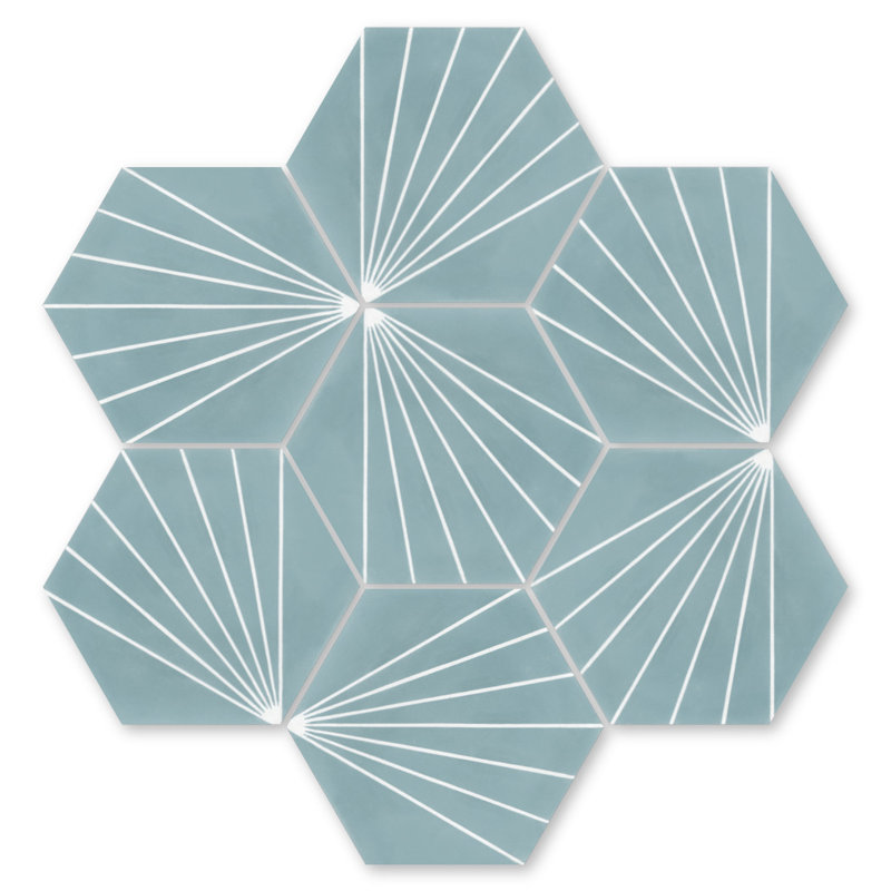 Spark C 7.87" x 9.09" Cement Patterned Wall & Floor Tile, Stone Blue