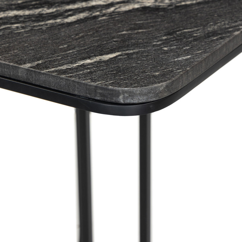 Adalley Marble End Table, Polished Black, Matte Black