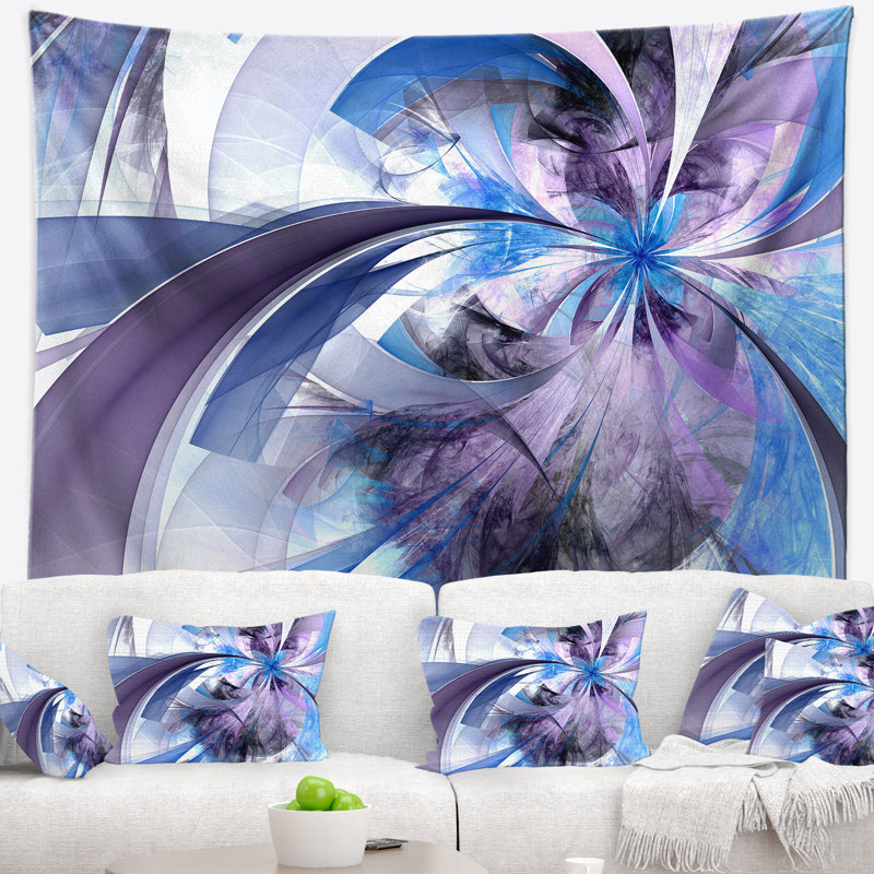 Tapisserie fleur de couleur mauve et symétrique floral, H 32 po x l 39 po