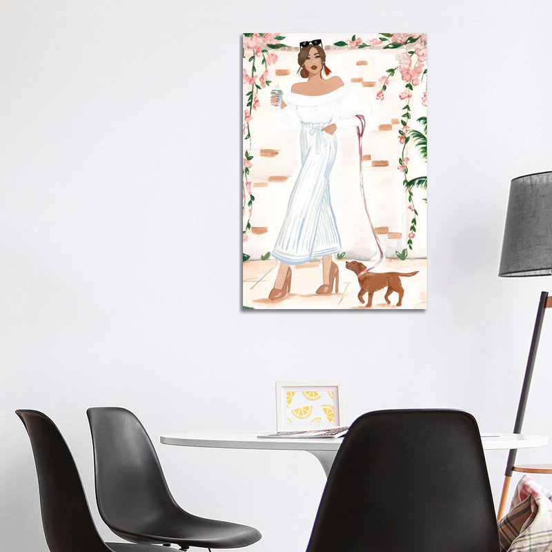 Walking The Dog by Sabina Fenn - Print on Canvas, 101.6cm H x 66.04cm W x 3.81cm D, Wrapped Canvas
