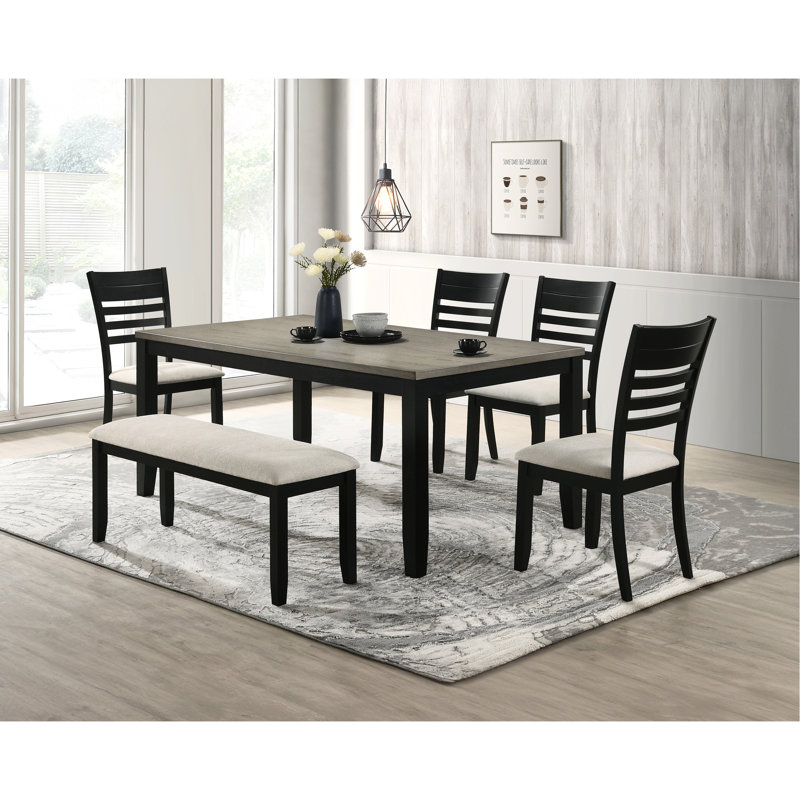 Banc pour salle à manger de couleur grise noire - Structure de meuble en bois massif