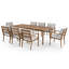 Michael 9-Piece Brown Aluminum Patio Dining Set With Rectangular Table And Light Grey Cushions