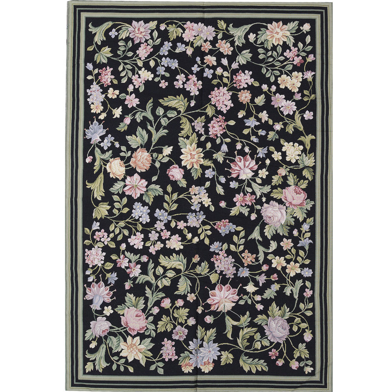 Hand-Knotted High-Quality Black Area Rug