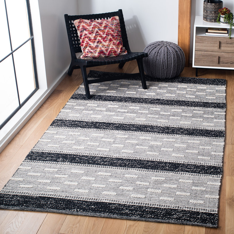 Donnelly Hand Woven Cotton Striped Rug, Rectangle 8' x 10'