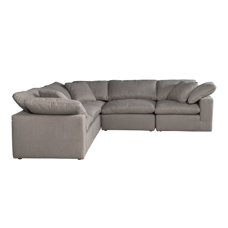 Armand Condo Classic L-Shaped Modular Sectional Livesmart Fabric, Light Gray Performance
