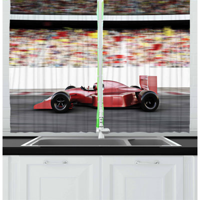Cars 2 Piece Kitchen Curtain