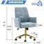 Chaise de bureau relevable à dossier moyen, tissu rayé bleu - Design ergonomique avec base en métal doré, coussin en mousse à mémoire de forme, hauteur réglable pour le travail, les études et la détente