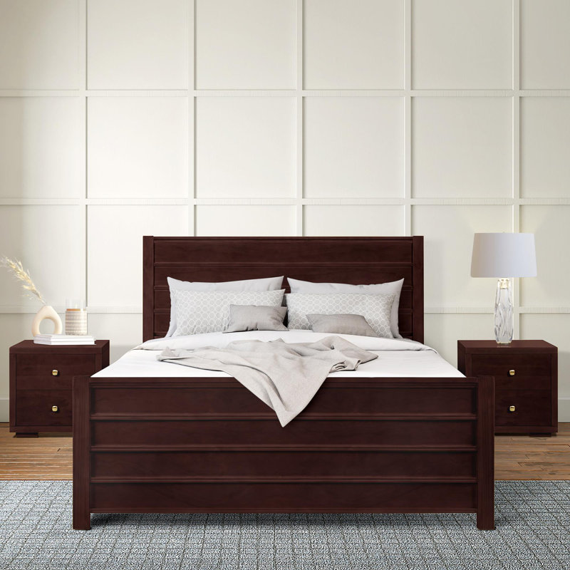 Caroline Platform 3 Piece Bedroom Set with Paneled Headboard and Footboard, Queen, Espresso