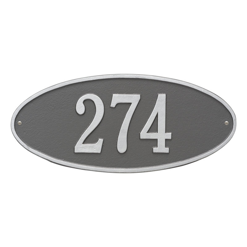 Madison 1-Line Wall Address Plaque, Pewter and Silver, Yes