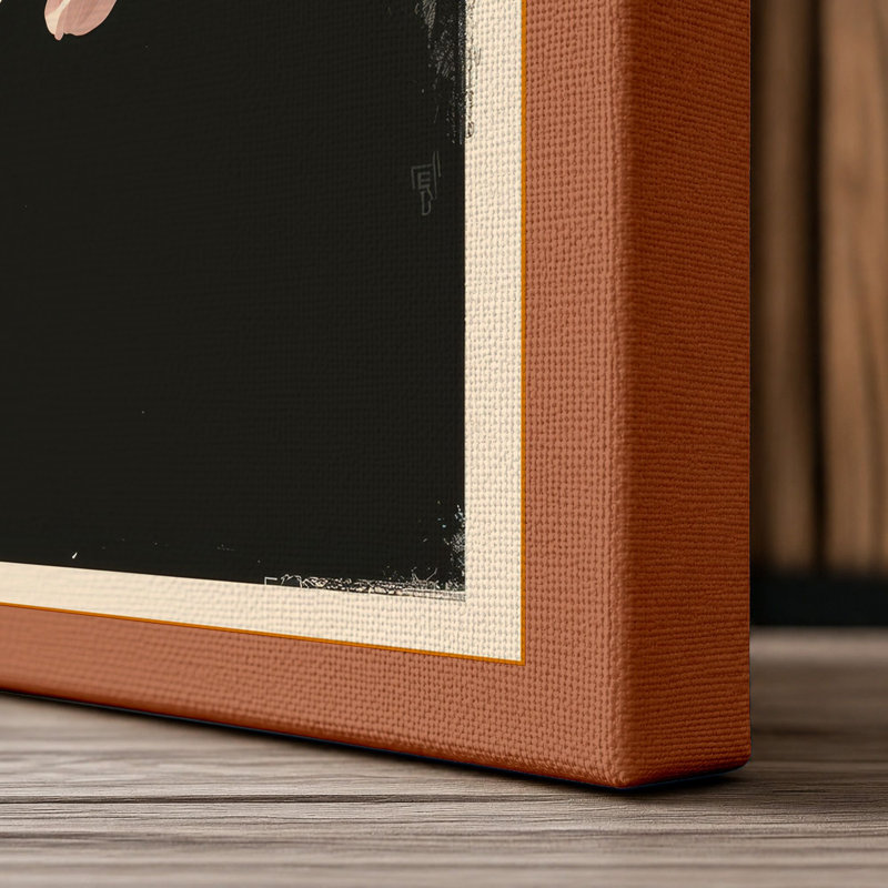 Moonlit Cherry Blossom Botanical - Wrapped Canvas, 30x20 - 76.2 x 50.8 cm, Terracotta Border