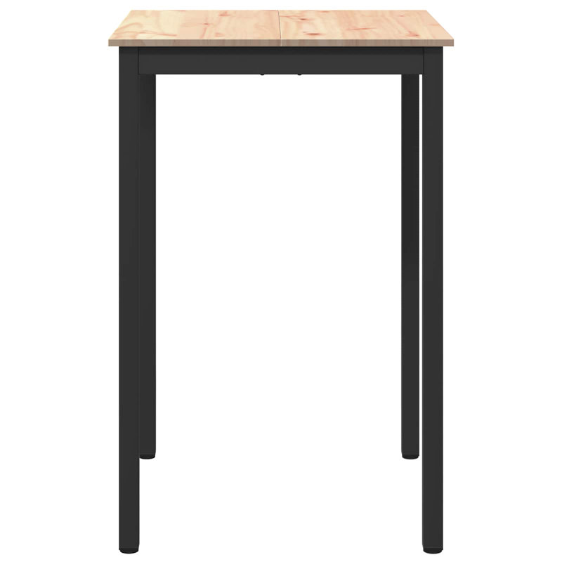 Solid Wood Top Metal Base Dining Table, Natural, Black, 105cmH x 70cmL x 70cmW